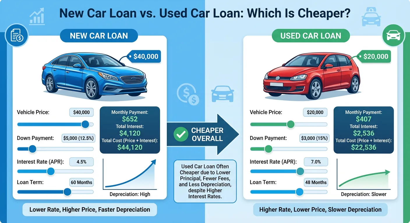 New Car Loan vs. Used Car Loan Which Is Cheaper (Full Calculator Comparison)